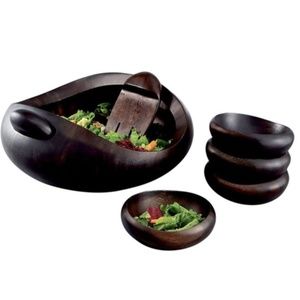 RARE Nambé Heritage Pebble 7-Piece Salad Bowl Set